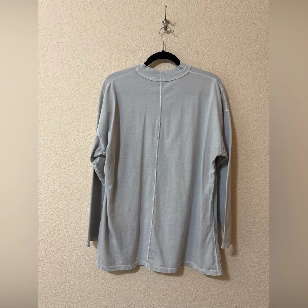 We the Free Tee Long Sleeve Slob Cotton Light Gray Oversize Sz M Boho Minimalist